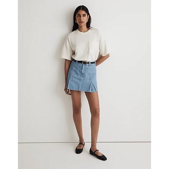 Madewell Dresses & Skirts - Madewell Pleated Denim Blue Mini Skirt in Stilecrost Wash Women's Size 25 Y2k